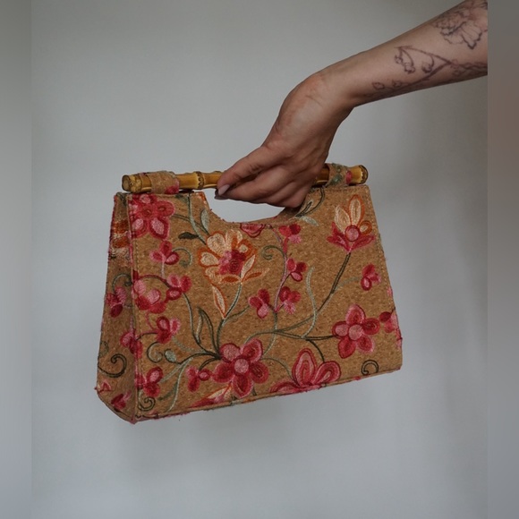 Handbags - Cork Floral Bamboo Purse